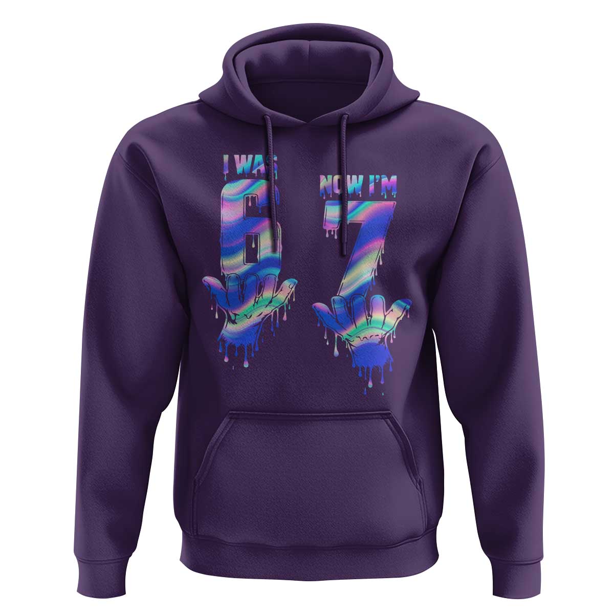 Funny I Was 6 Now I Am 7 Hoodie Iridescent Effect Printed Kids Birthday - Wonder Print Shop