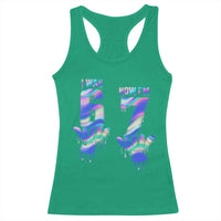 Funny I Was 6 Now I Am 7 Racerback Tank Top Iridescent Effect Printed Kids Birthday - Wonder Print Shop