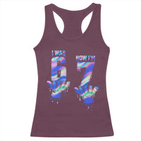 Funny I Was 6 Now I Am 7 Racerback Tank Top Iridescent Effect Printed Kids Birthday - Wonder Print Shop