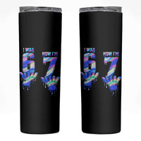Funny I Was 6 Now I Am 7 Skinny Tumbler Iridescent Effect Printed Kids Birthday - Wonder Print Shop