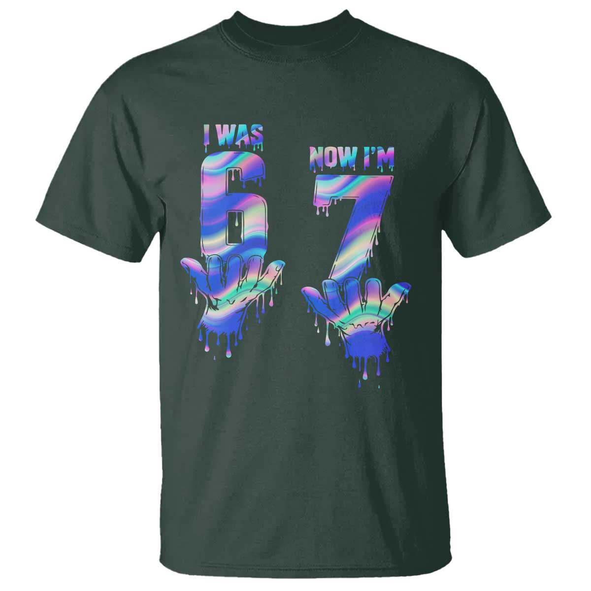 Funny I Was 6 Now I Am 7 T Shirt Iridescent Effect Printed Kids Birthday - Wonder Print Shop