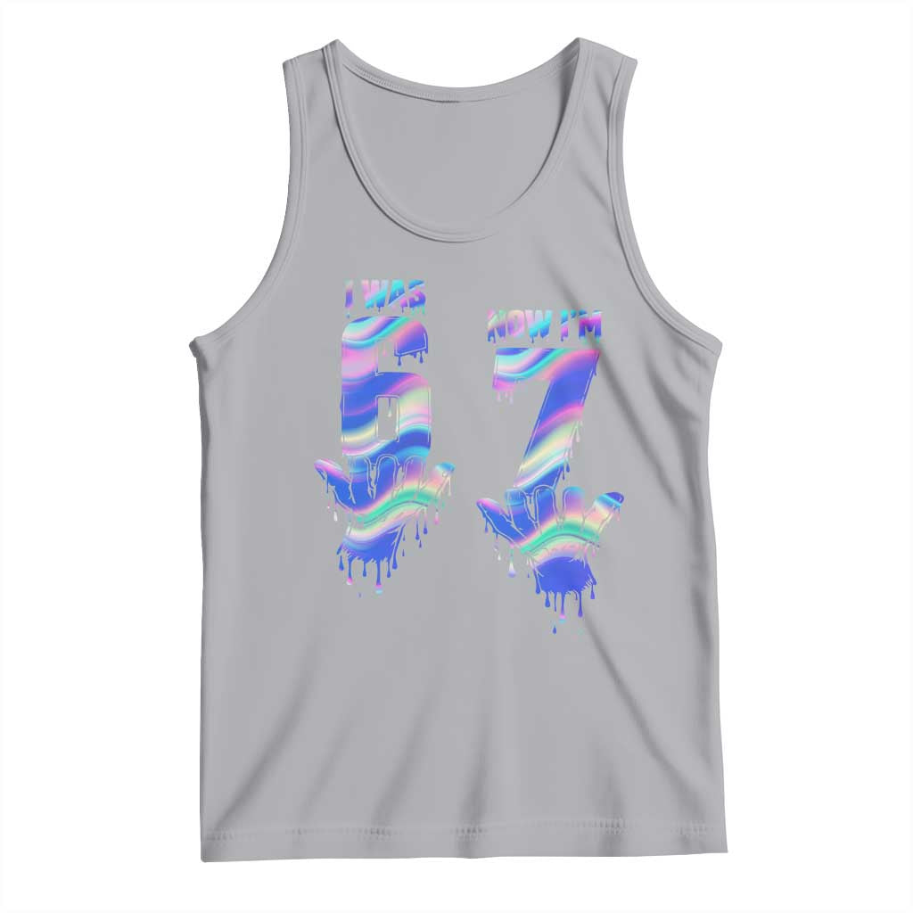 Funny I Was 6 Now I Am 7 Tank Top Iridescent Effect Printed Kids Birthday - Wonder Print Shop