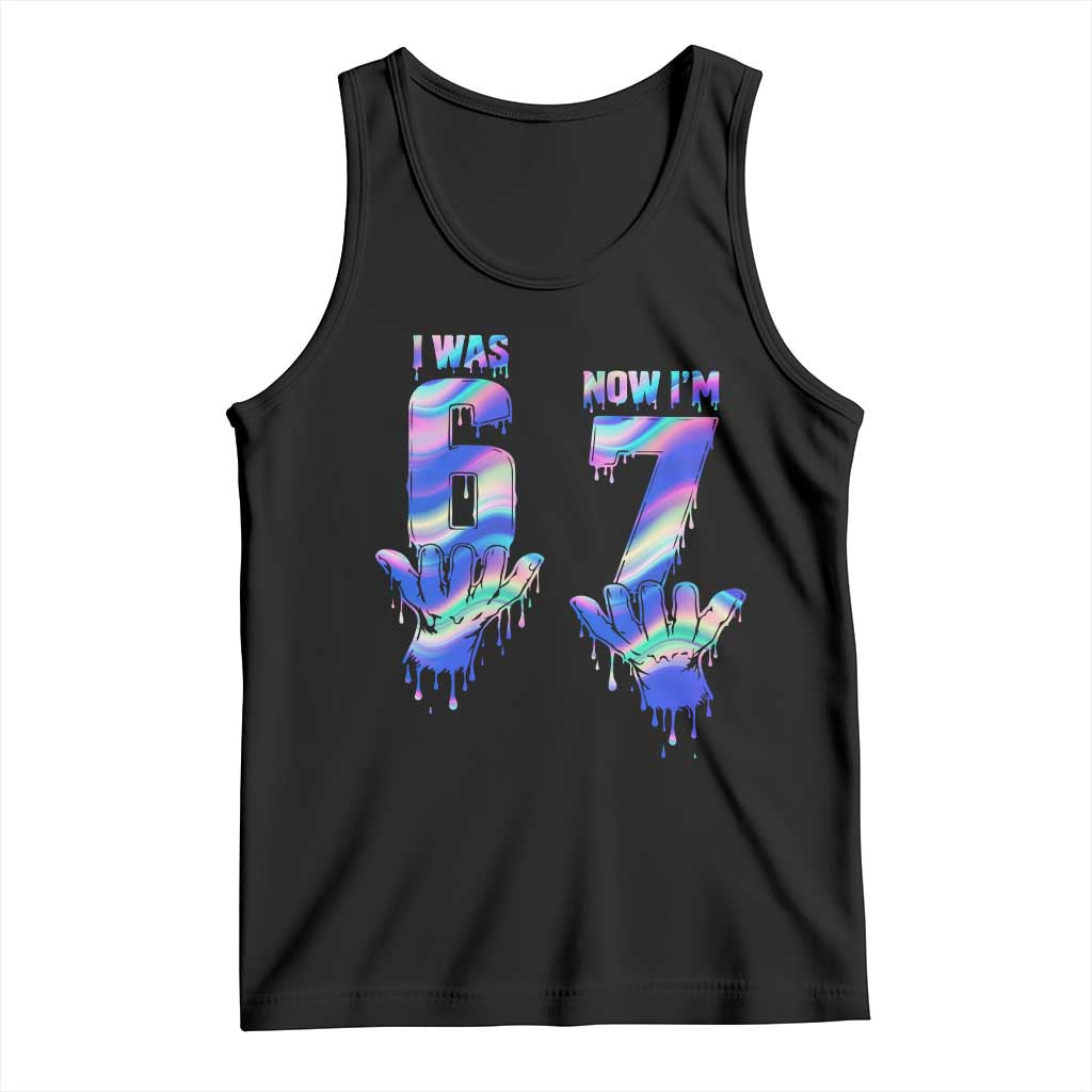 Funny I Was 6 Now I Am 7 Tank Top Iridescent Effect Printed Kids Birthday - Wonder Print Shop