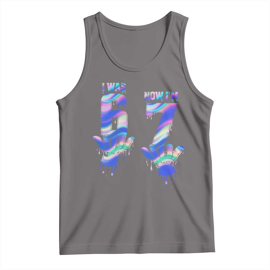 Funny I Was 6 Now I Am 7 Tank Top Iridescent Effect Printed Kids Birthday - Wonder Print Shop