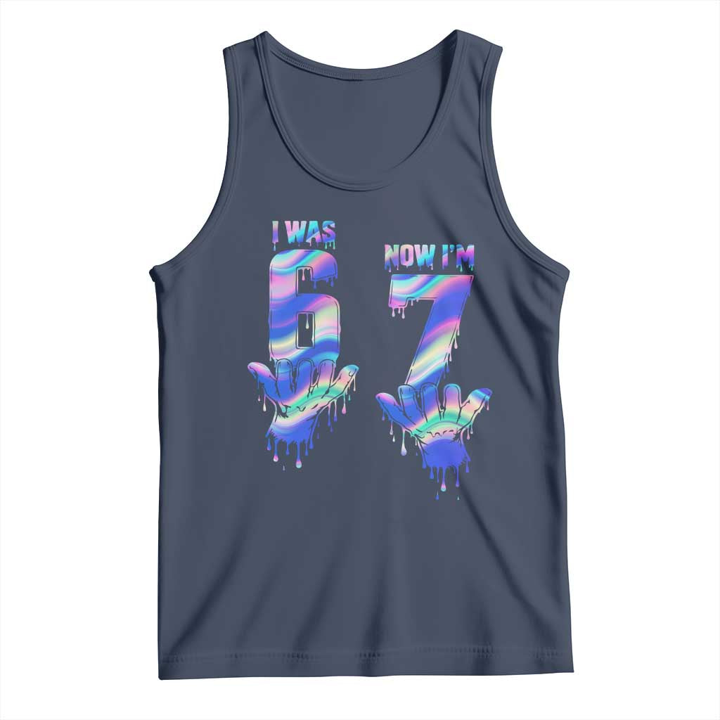 Funny I Was 6 Now I Am 7 Tank Top Iridescent Effect Printed Kids Birthday - Wonder Print Shop