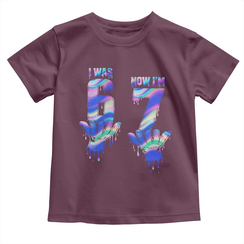 Funny I Was 6 Now I Am 7 Toddler T Shirt Iridescent Effect Printed Kids Birthday - Wonder Print Shop