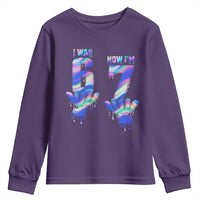 Funny I Was 6 Now I Am 7 Youth Sweatshirt Iridescent Effect Printed Kids Birthday - Wonder Print Shop
