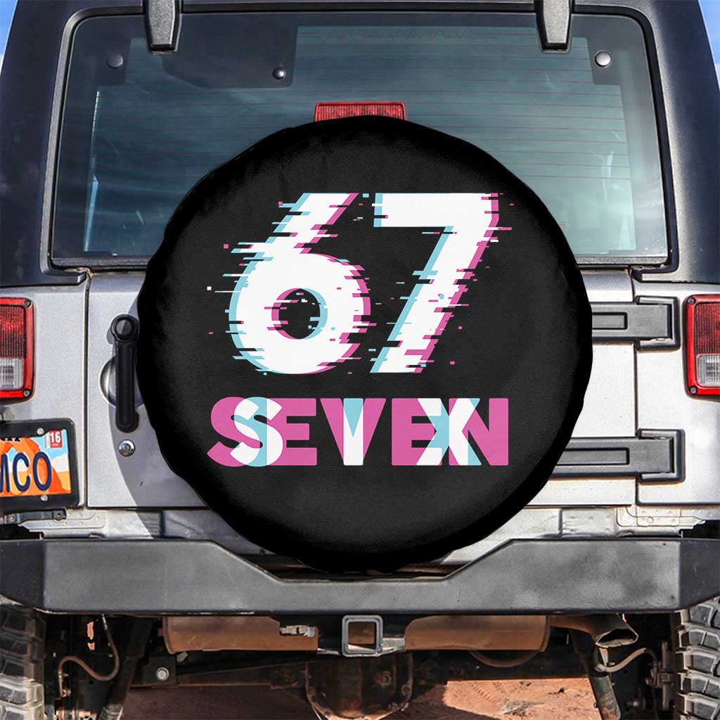 Glitch Optical Illusion Six Seven Meme Spare Tire Cover Gen Alpha Slang Gift - Wonder Print Shop
