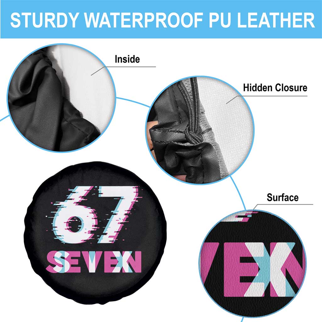Glitch Optical Illusion Six Seven Meme Spare Tire Cover Gen Alpha Slang Gift - Wonder Print Shop