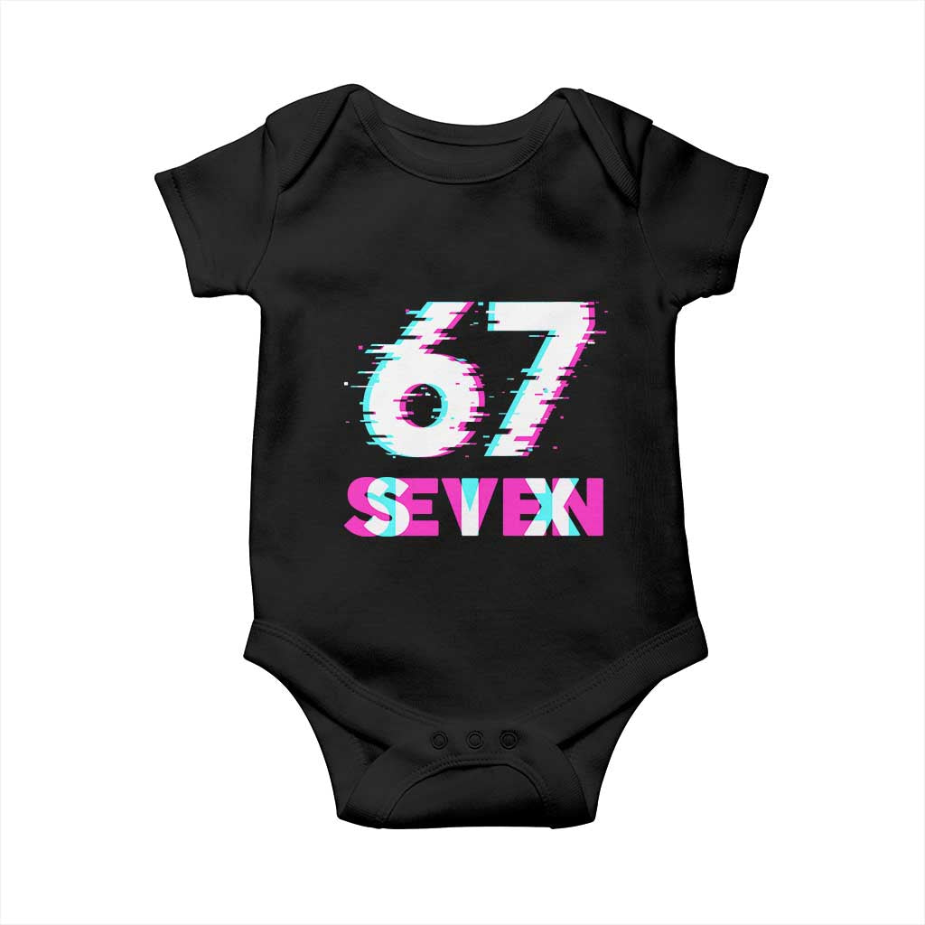 Glitch Optical Illusion Six Seven Meme Baby Onesie Gen Alpha Slang Gift - Wonder Print Shop