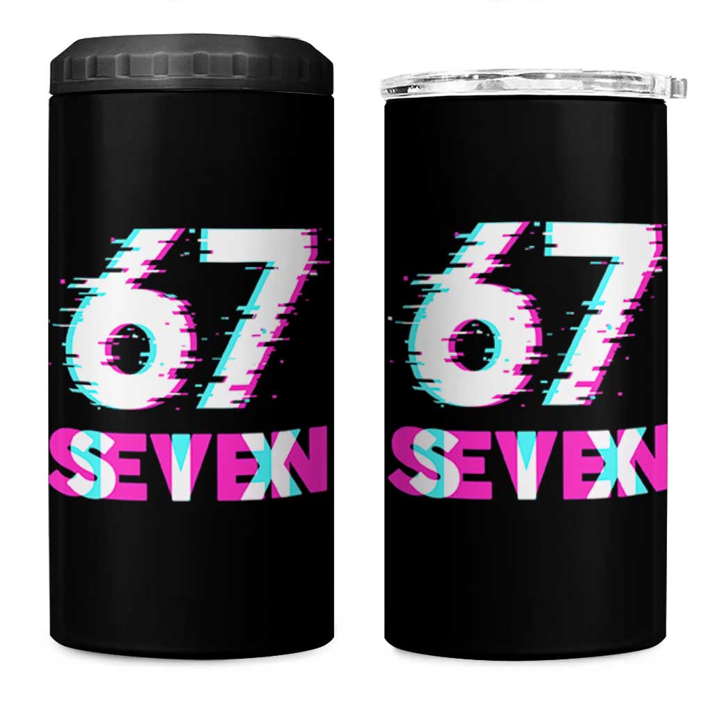 Glitch Optical Illusion Six Seven Meme 4 in 1 Can Cooler Tumbler Gen Alpha Slang Gift - Wonder Print Shop