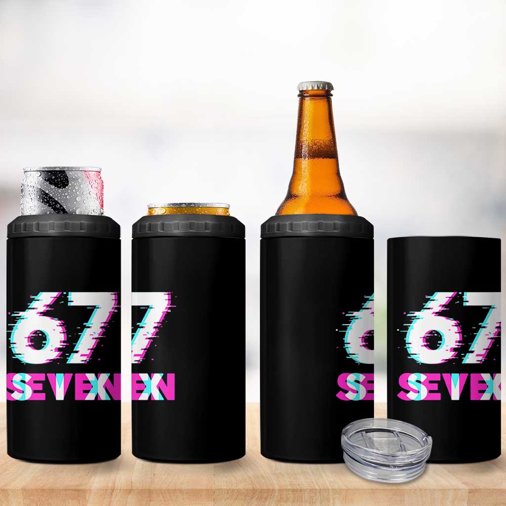 Glitch Optical Illusion Six Seven Meme 4 in 1 Can Cooler Tumbler Gen Alpha Slang Gift - Wonder Print Shop