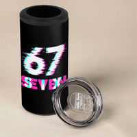 Glitch Optical Illusion Six Seven Meme 4 in 1 Can Cooler Tumbler Gen Alpha Slang Gift - Wonder Print Shop