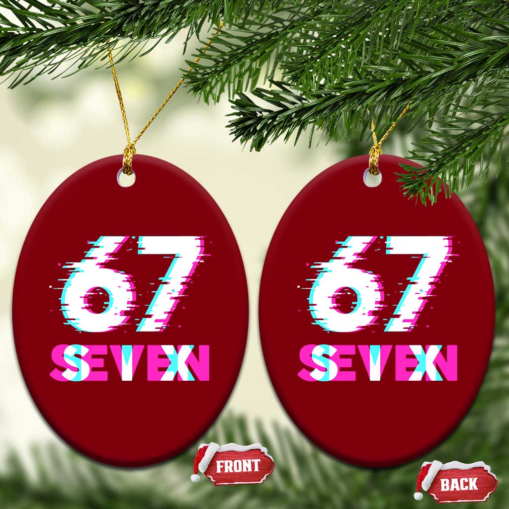 Glitch Optical Illusion Six Seven Meme Ceramic Ornament Gen Alpha Slang Gift - Wonder Print Shop