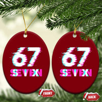 Glitch Optical Illusion Six Seven Meme Ceramic Ornament Gen Alpha Slang Gift - Wonder Print Shop