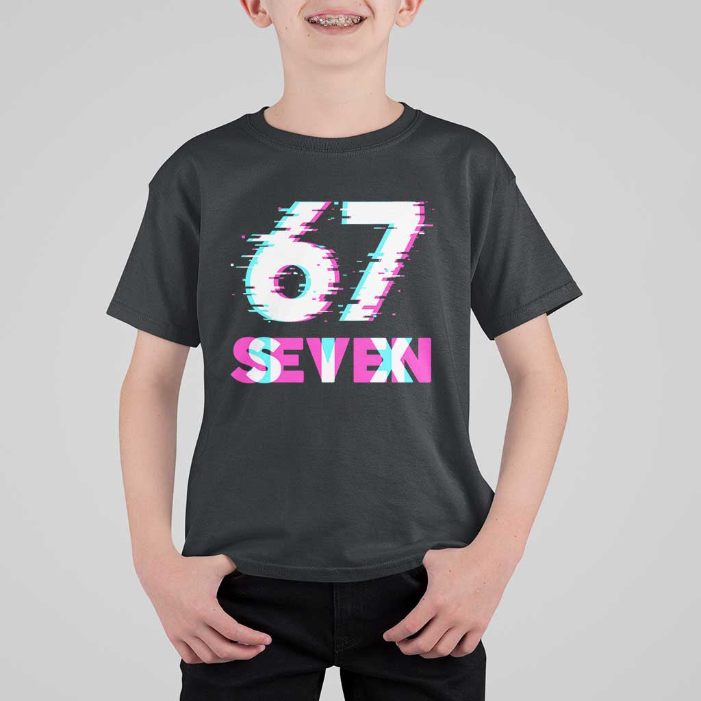 Glitch Optical Illusion Six Seven Meme T Shirt For Kid Gen Alpha Slang Gift - Wonder Print Shop