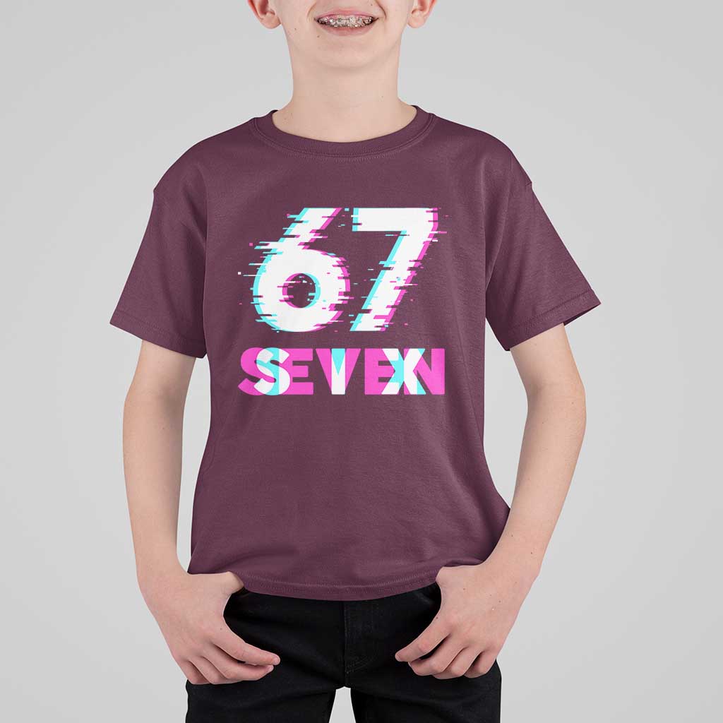 Glitch Optical Illusion Six Seven Meme T Shirt For Kid Gen Alpha Slang Gift - Wonder Print Shop