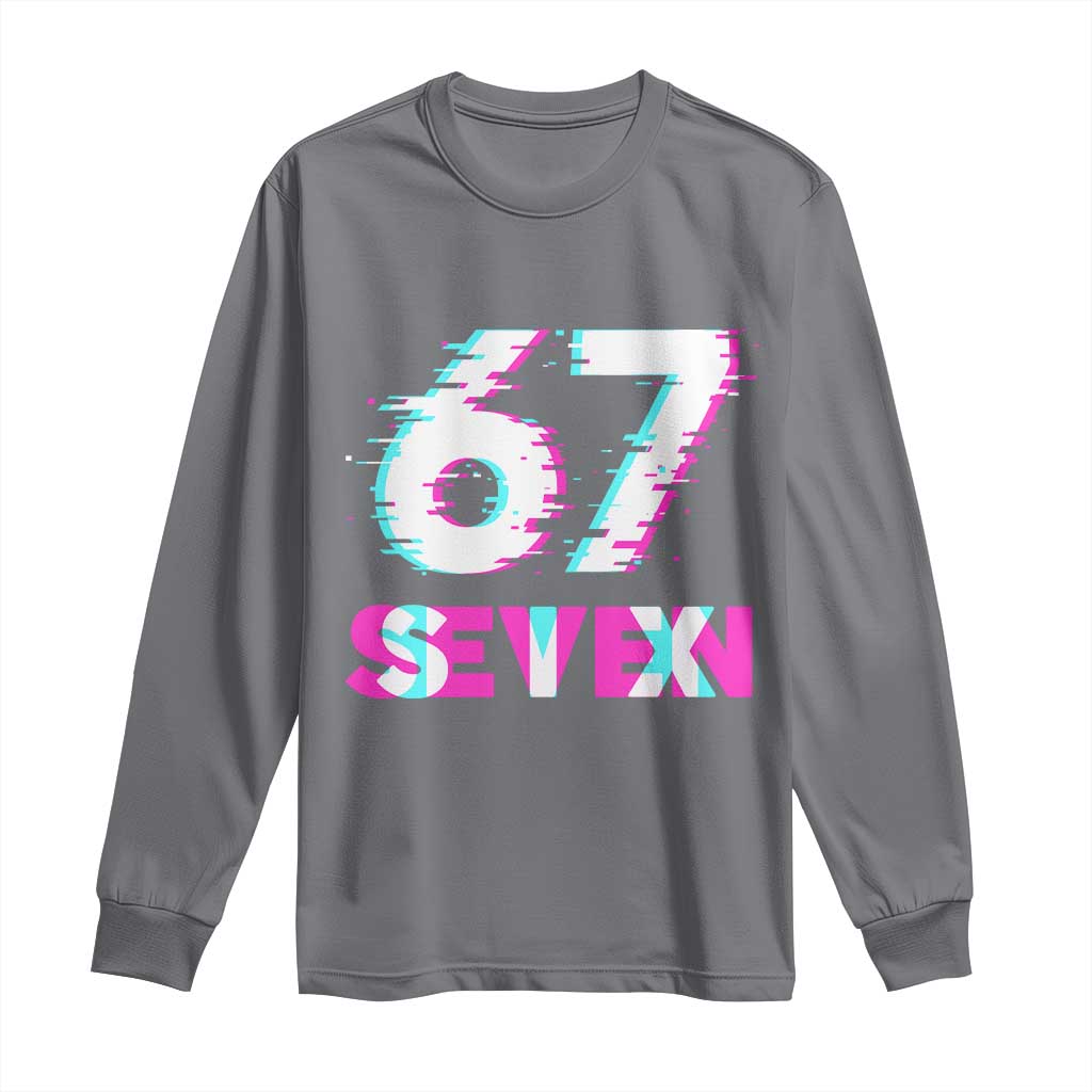 Glitch Optical Illusion Six Seven Meme Long Sleeve Shirt Gen Alpha Slang Gift - Wonder Print Shop