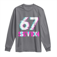 Glitch Optical Illusion Six Seven Meme Long Sleeve Shirt Gen Alpha Slang Gift - Wonder Print Shop