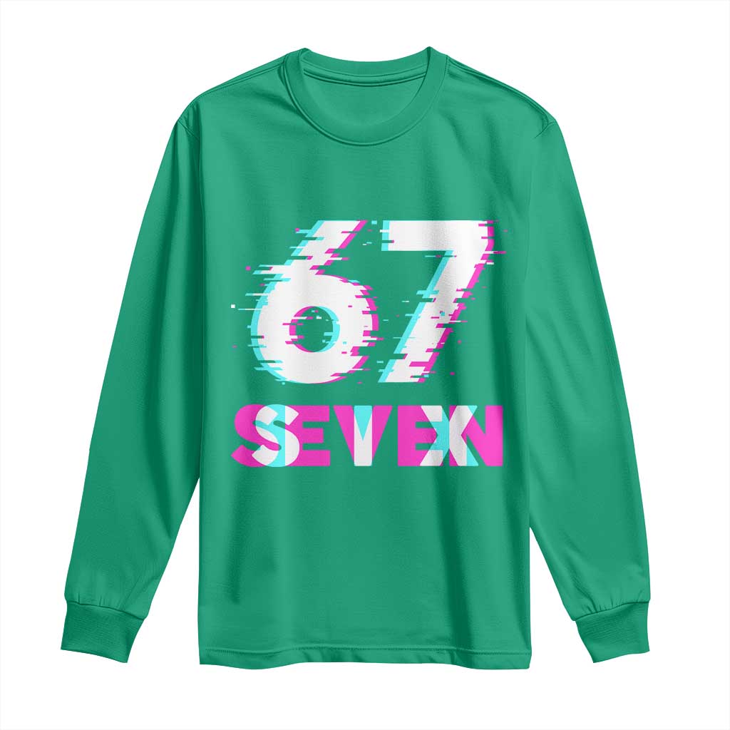 Glitch Optical Illusion Six Seven Meme Long Sleeve Shirt Gen Alpha Slang Gift - Wonder Print Shop