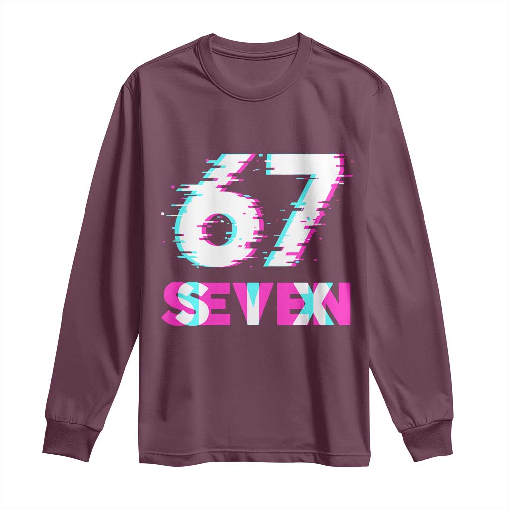 Glitch Optical Illusion Six Seven Meme Long Sleeve Shirt Gen Alpha Slang Gift - Wonder Print Shop