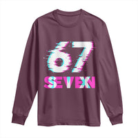 Glitch Optical Illusion Six Seven Meme Long Sleeve Shirt Gen Alpha Slang Gift - Wonder Print Shop