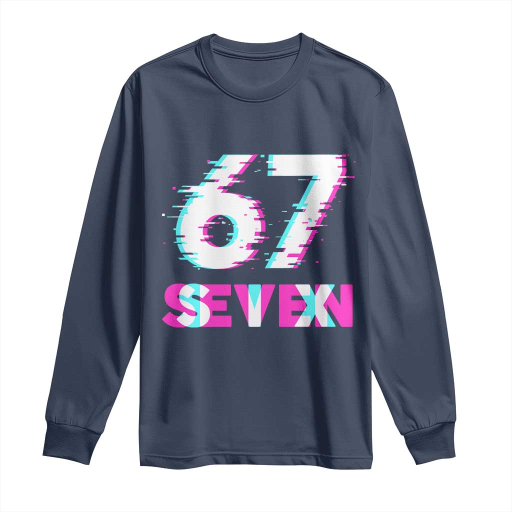Glitch Optical Illusion Six Seven Meme Long Sleeve Shirt Gen Alpha Slang Gift - Wonder Print Shop