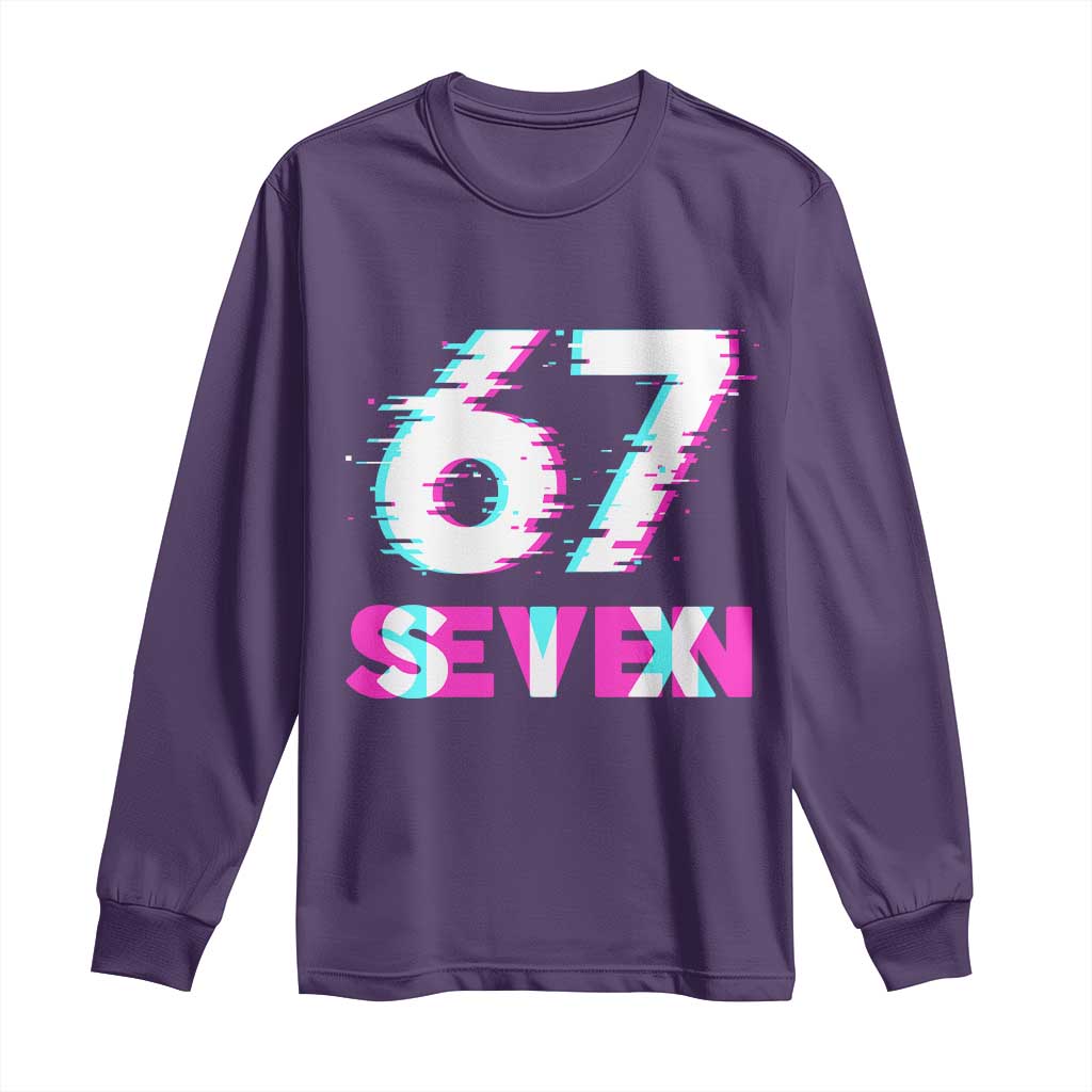 Glitch Optical Illusion Six Seven Meme Long Sleeve Shirt Gen Alpha Slang Gift - Wonder Print Shop