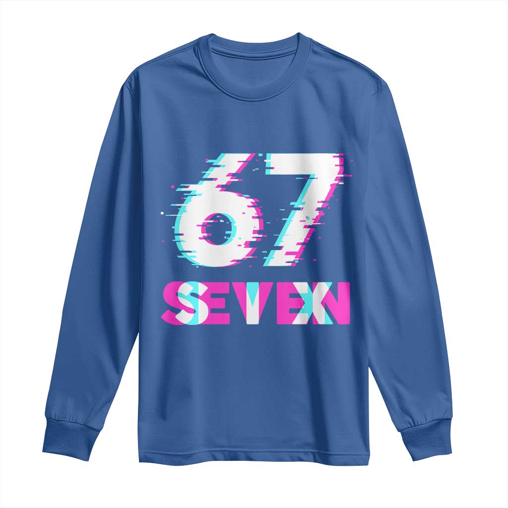 Glitch Optical Illusion Six Seven Meme Long Sleeve Shirt Gen Alpha Slang Gift - Wonder Print Shop