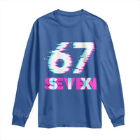 Glitch Optical Illusion Six Seven Meme Long Sleeve Shirt Gen Alpha Slang Gift - Wonder Print Shop