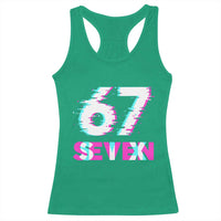 Glitch Optical Illusion Six Seven Meme Racerback Tank Top Gen Alpha Slang Gift - Wonder Print Shop