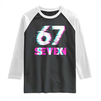 Glitch Optical Illusion Six Seven Meme Raglan Shirt Gen Alpha Slang Gift - Wonder Print Shop
