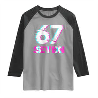 Glitch Optical Illusion Six Seven Meme Raglan Shirt Gen Alpha Slang Gift - Wonder Print Shop