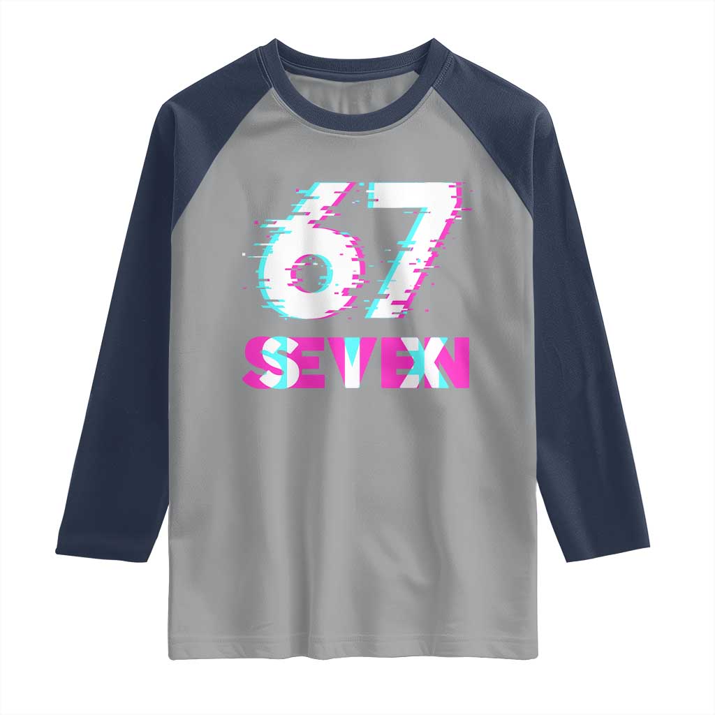 Glitch Optical Illusion Six Seven Meme Raglan Shirt Gen Alpha Slang Gift - Wonder Print Shop