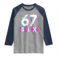 Glitch Optical Illusion Six Seven Meme Raglan Shirt Gen Alpha Slang Gift - Wonder Print Shop
