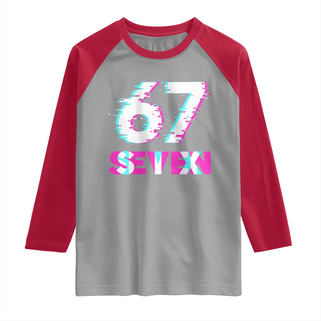 Glitch Optical Illusion Six Seven Meme Raglan Shirt Gen Alpha Slang Gift - Wonder Print Shop