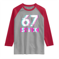 Glitch Optical Illusion Six Seven Meme Raglan Shirt Gen Alpha Slang Gift - Wonder Print Shop