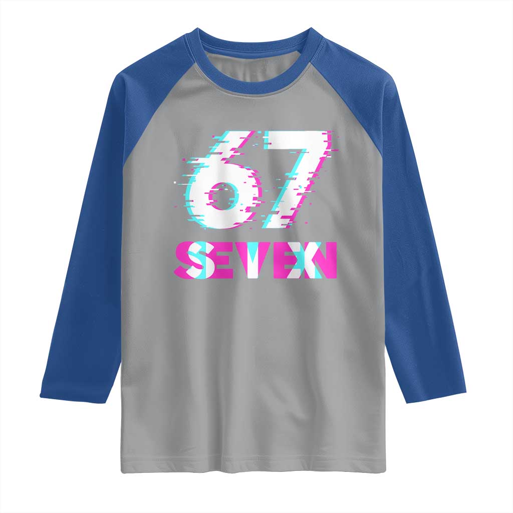 Glitch Optical Illusion Six Seven Meme Raglan Shirt Gen Alpha Slang Gift - Wonder Print Shop