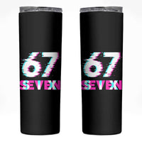 Glitch Optical Illusion Six Seven Meme Skinny Tumbler Gen Alpha Slang Gift - Wonder Print Shop