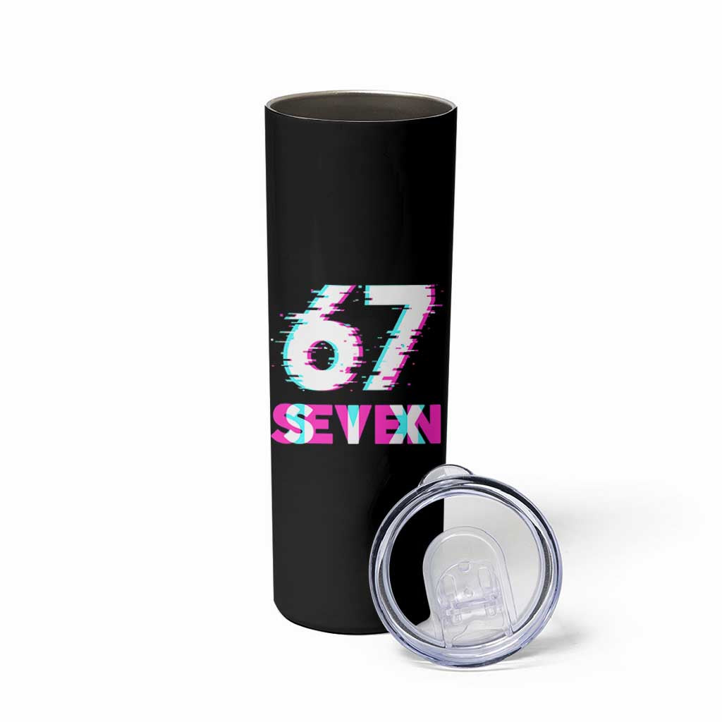 Glitch Optical Illusion Six Seven Meme Skinny Tumbler Gen Alpha Slang Gift - Wonder Print Shop