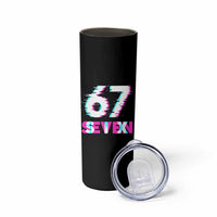 Glitch Optical Illusion Six Seven Meme Skinny Tumbler Gen Alpha Slang Gift - Wonder Print Shop