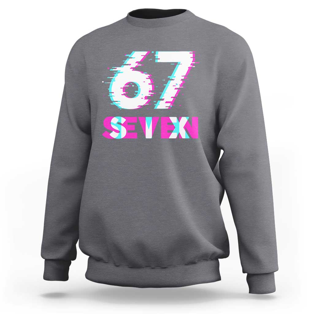 Glitch Optical Illusion Six Seven Meme Sweatshirt Gen Alpha Slang Gift - undefined