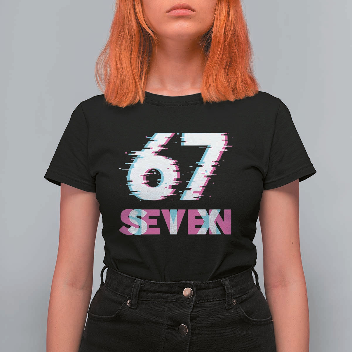 Glitch Optical Illusion Six Seven Meme T Shirt For Women Gen Alpha Slang Gift - Wonder Print Shop