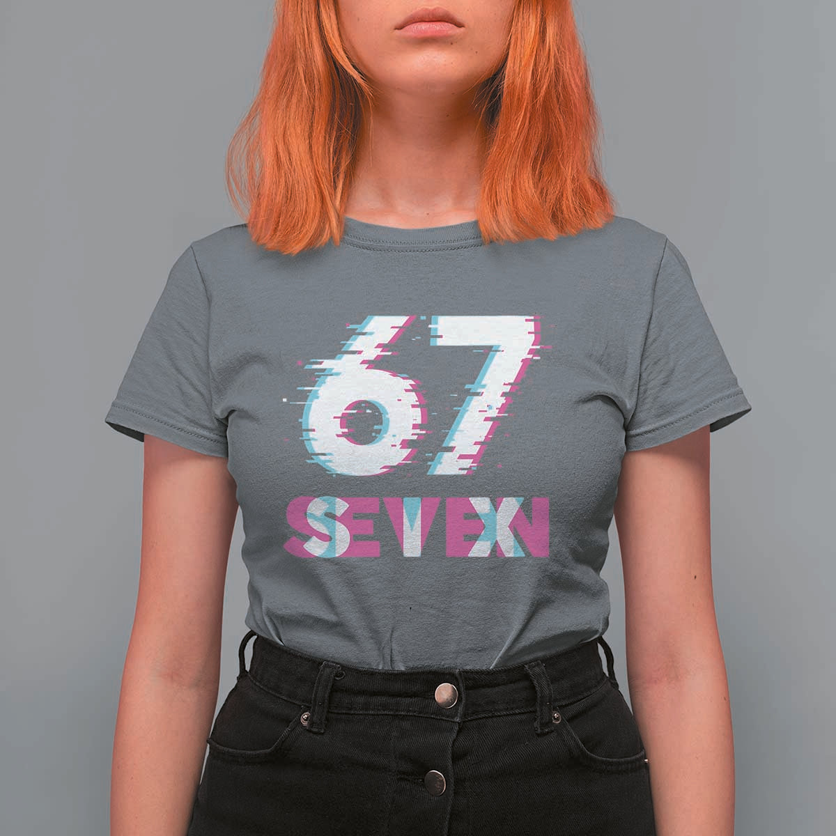 Glitch Optical Illusion Six Seven Meme T Shirt For Women Gen Alpha Slang Gift - Wonder Print Shop
