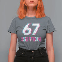 Glitch Optical Illusion Six Seven Meme T Shirt For Women Gen Alpha Slang Gift - Wonder Print Shop