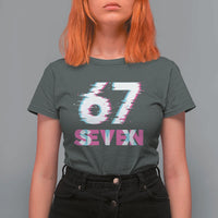 Glitch Optical Illusion Six Seven Meme T Shirt For Women Gen Alpha Slang Gift - Wonder Print Shop