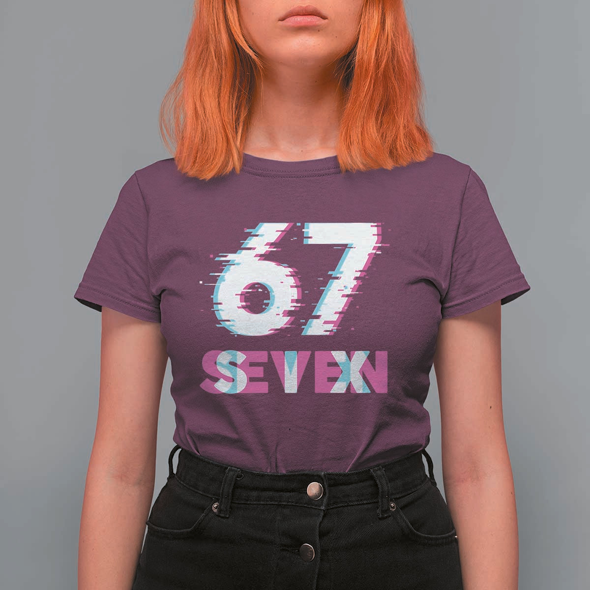 Glitch Optical Illusion Six Seven Meme T Shirt For Women Gen Alpha Slang Gift - Wonder Print Shop