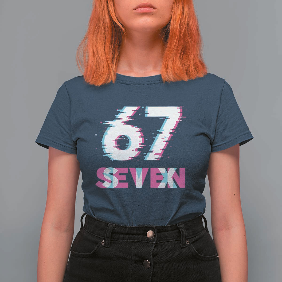 Glitch Optical Illusion Six Seven Meme T Shirt For Women Gen Alpha Slang Gift - Wonder Print Shop