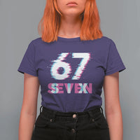 Glitch Optical Illusion Six Seven Meme T Shirt For Women Gen Alpha Slang Gift - Wonder Print Shop