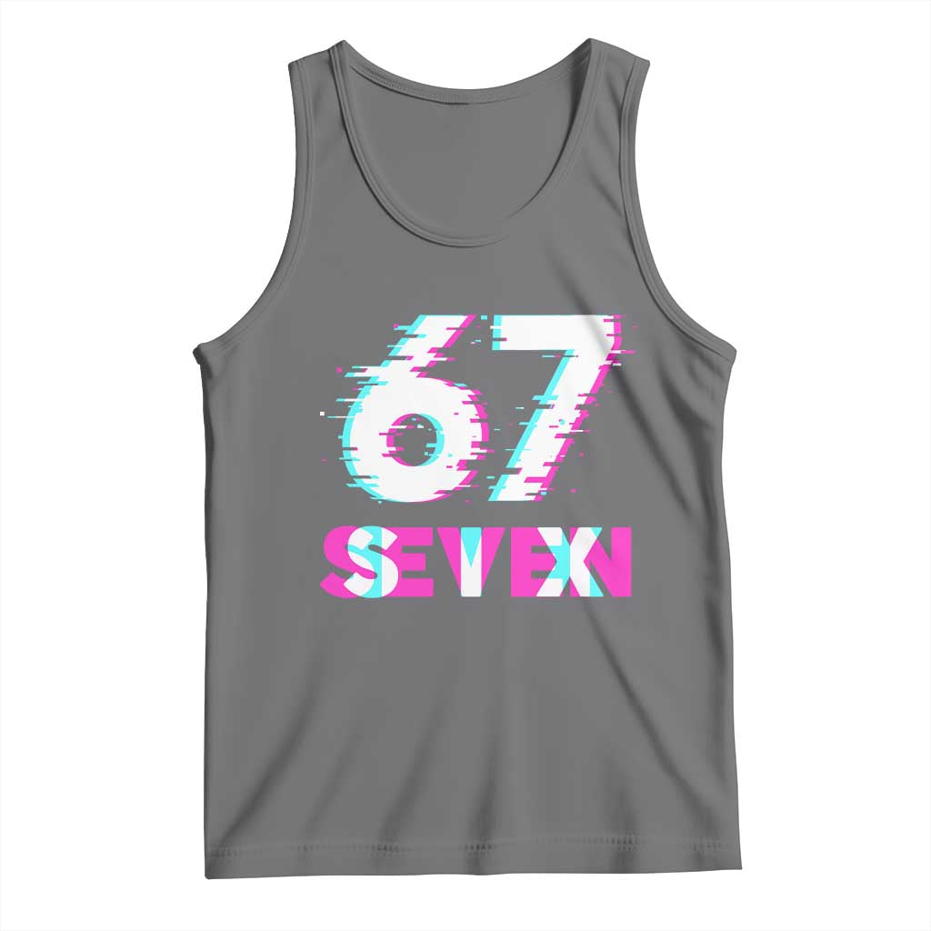 Glitch Optical Illusion Six Seven Meme Tank Top Gen Alpha Slang Gift - Wonder Print Shop